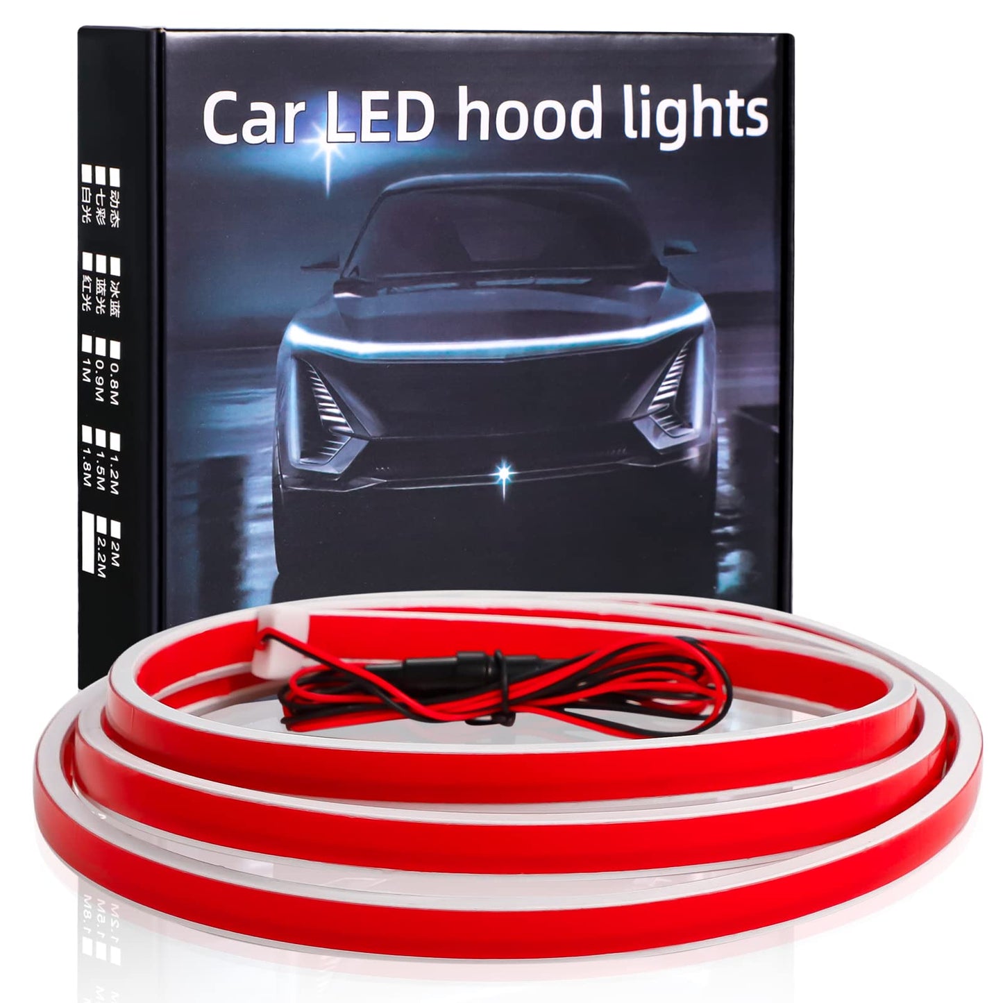 HConce 59 Inch Car Hood Light Strip, Dynamic LED Strip Light, Exterior Flexible Headlight Waterproof Daytime Running Light Strip for Truck, SUV (White Light)