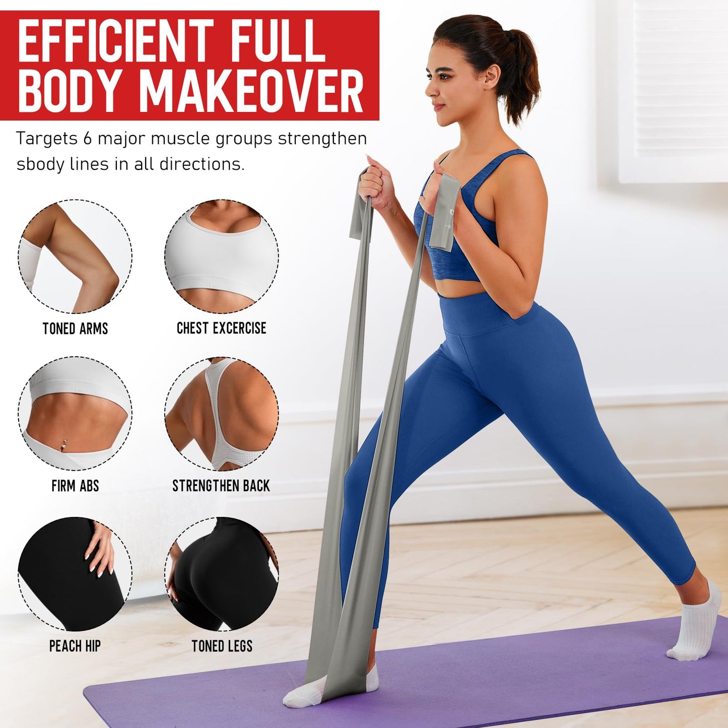 WALITO Resistance Bands for Working Out, Exercise Bands for Women and Men, Workout Bands for Physical Therapy, Stretch, Recovery, Pilates, Rehab, Strength Training and Home Gym