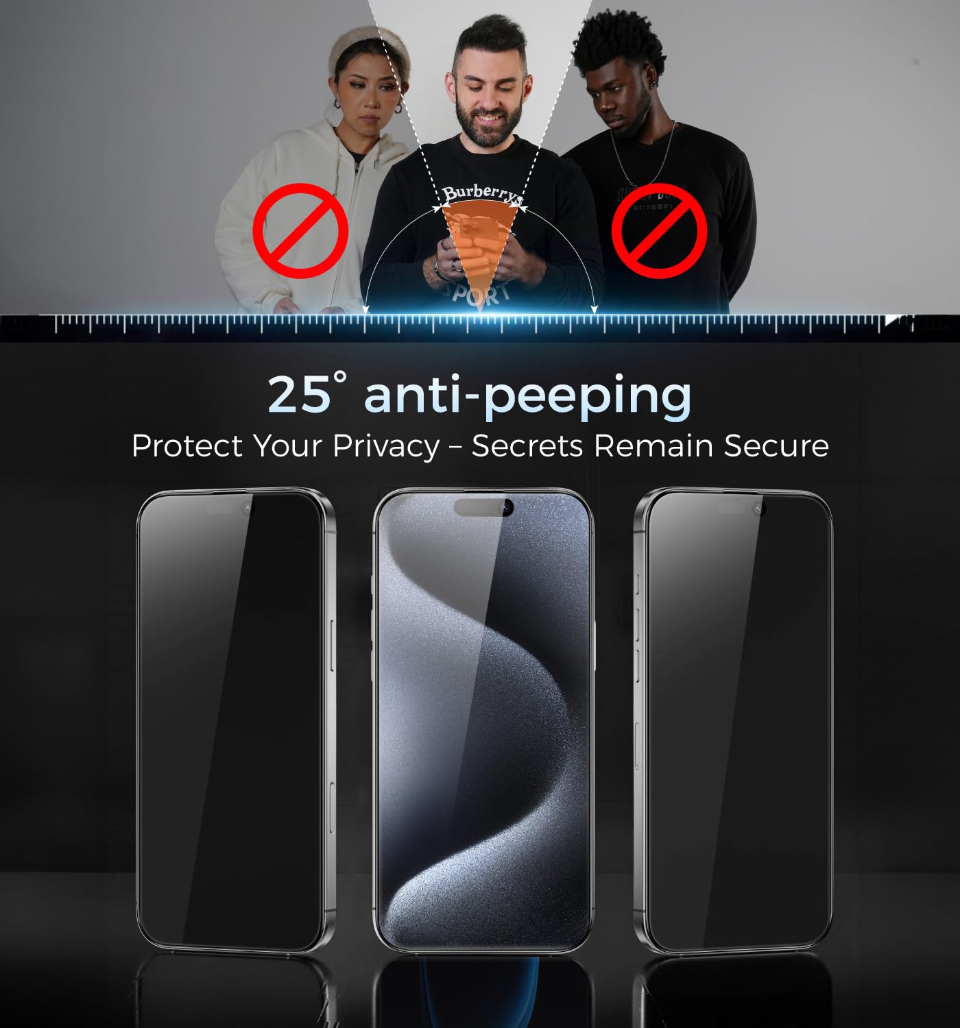 MAGIC JOHN 3rd Gen Upgraded for iPhone 16ProMax Privacy Screen Protector 6.9 Inch,25°Anti-Spy Screen,Shockproof Tempered Glass,Auto Dust-Removal,Bubble Free,Easy Installation,2 Pack