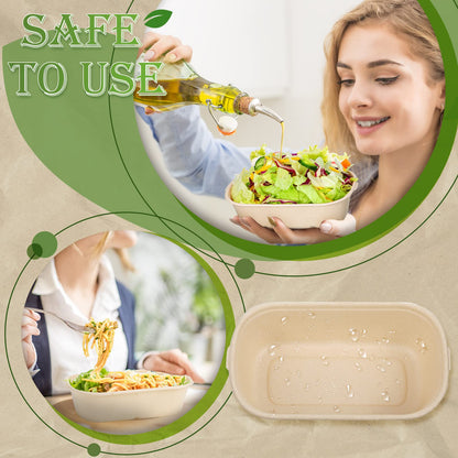 Remerry 100 Sets 23 oz Disposable Bowls with Lids Paper Meal Prep Containers Disposable Paper Food Containers Throw Away Lunch Salad Bowls for Restaurant Party Serving