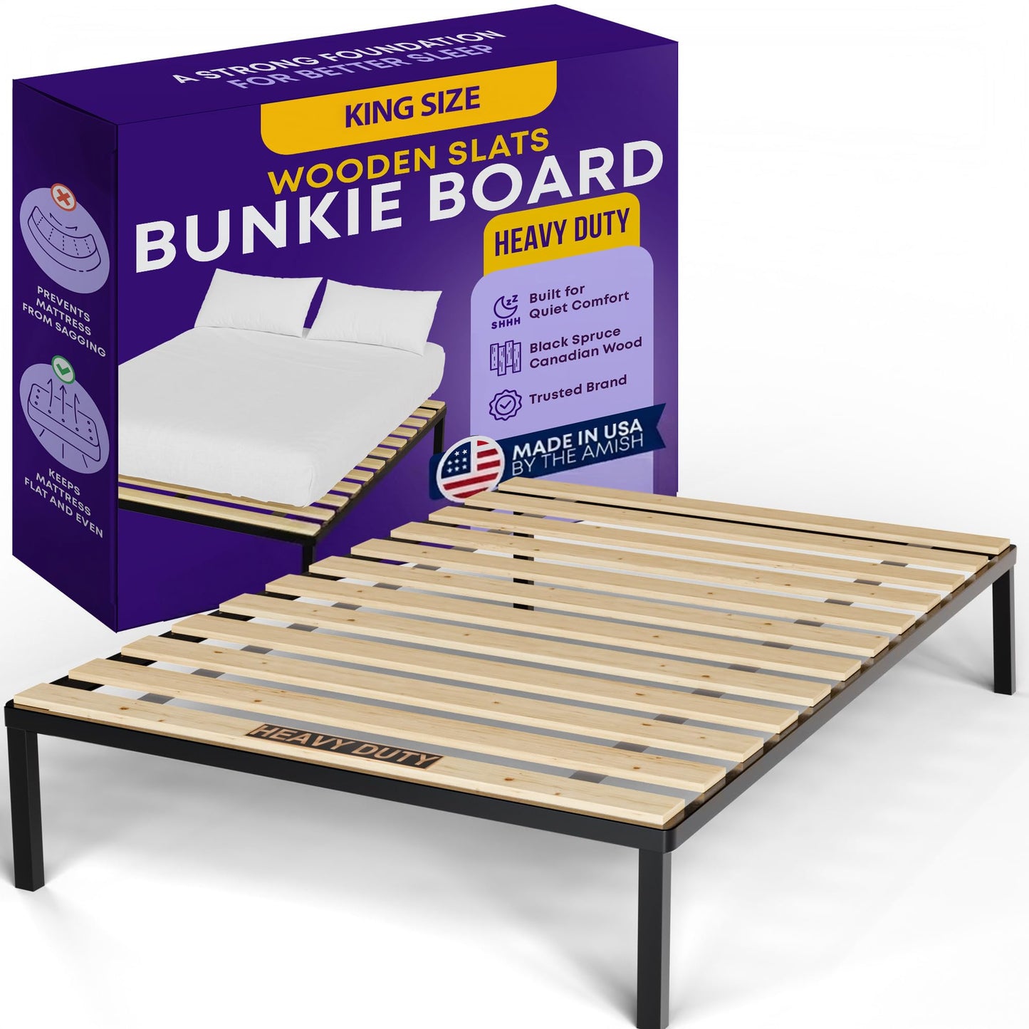Greaton, 0.68-Inch Heavy Duty Horizontal Wooden Bunkie Board/Bed Slats, 78" x 76", Beige