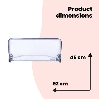 Safety 1st Standard Bed Rail 90cm, Bed Guard for Toddler Bed, 18 Months – 5 Years, Toddler Bed Rail, Mesh Fabric, Automatic Lock, Easy to Clean, Grey & White