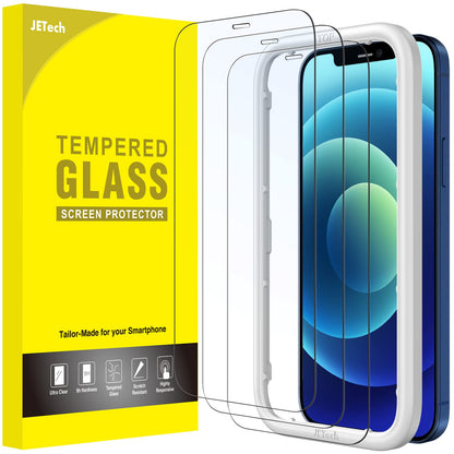 JETech Full Coverage Screen Protector for iPhone 16e 2025, iPhone 13/13 Pro 6.1-Inch, Tempered Glass Film with Easy Installation Tool, Case-Friendly, HD Clear, 3-Pack