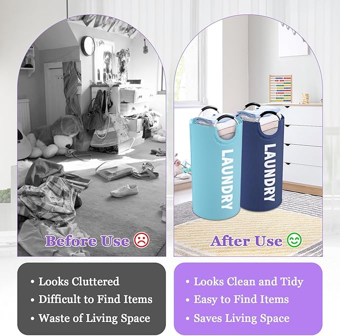 2Pcs Foldable Laundry Basket