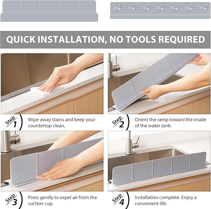 23Inch Sink Splash Guard – Extended Length & Tall Silicone Kitchen Sink Splash