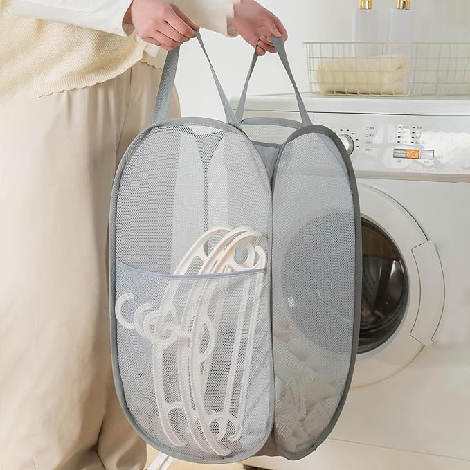 Foldable Mesh Popup Laundry Hamper, Laundry Basket Easy to Open and Fold