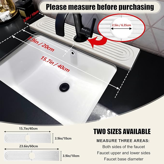 Stone Faucet Mat For Kitchen Sink, Kitchen Faucet Absorbent Mat, Kitchen Sink