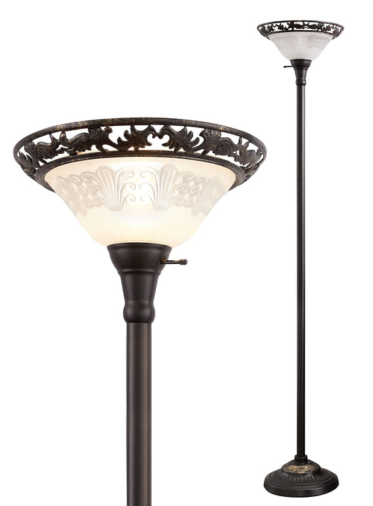 Luvkczc Victorian Floor Lamp, 70" Elegant Standing Lamp with Alabaster Glass Shade, Metal Pole & Heavy Base, Vintage Tall Corner Lamp for Bedroom, Living Room, Office. No Bulbs (1 Head)