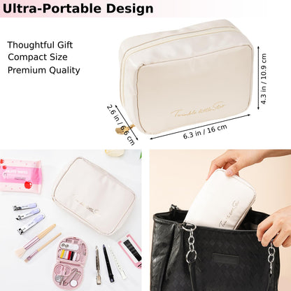 Wedding Day Emergency Kit for Bride, 39 Pc Essential Items for Brides Daily Use Women Wedding Gift, Travel Kit Personal Care Survival Set With Bride Makeup Bag - Wedding Emergency Kit Supplies (White)