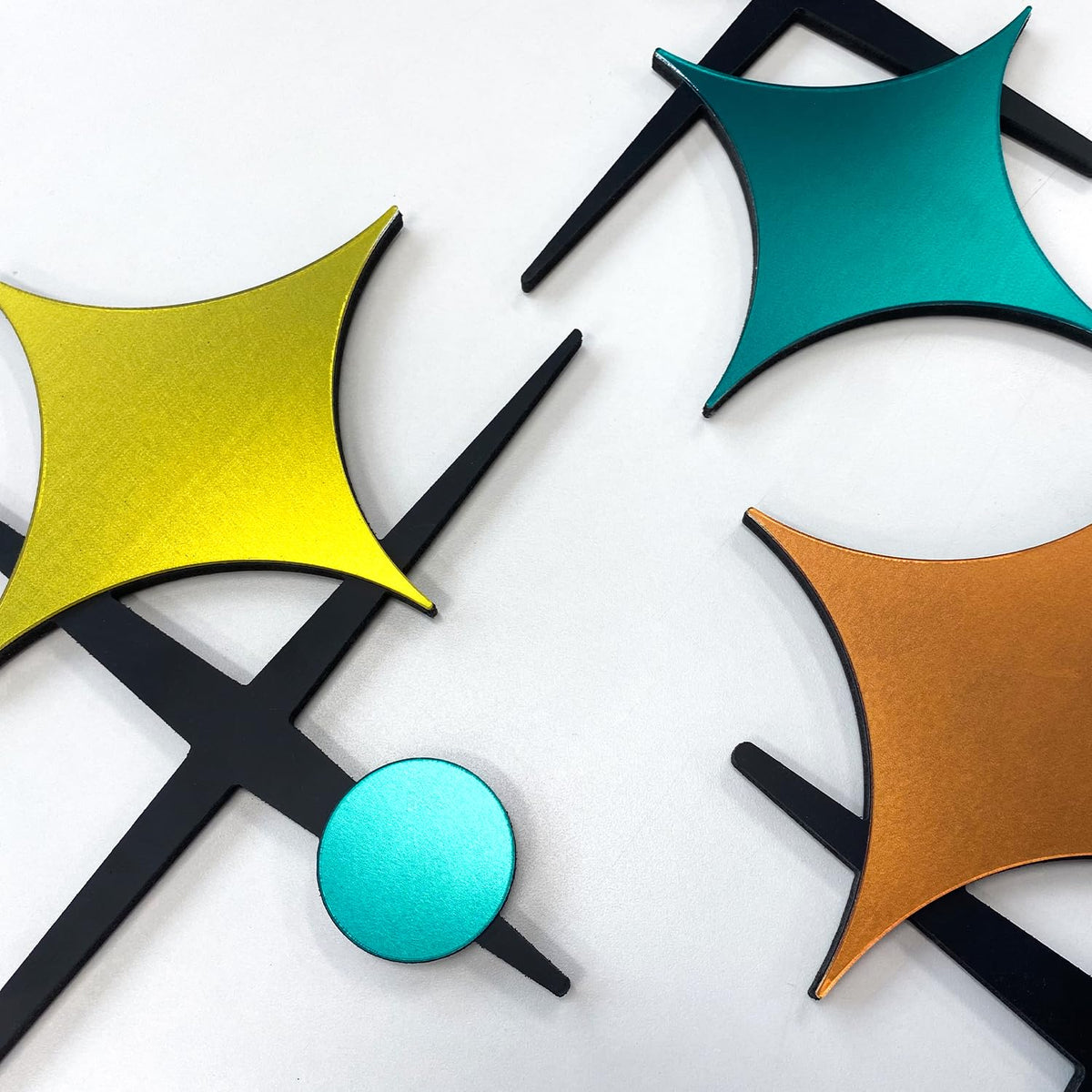LiveInUrban Starburst Mid Century Modern Wall Decor, Retro Cross Star Atomic Stars Acrylic Wall Art 6PCS