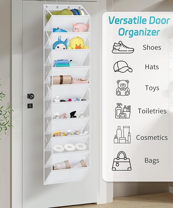 AOODA 10 Tier Clear Over the Door Shoe Organizer Storage, Deep Pockets Large