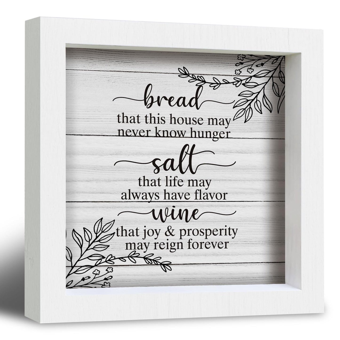 YSFUYZCT Bread Salt Wine Farmhouse Kitchen Signs Decor, Housewarming Gifts New Home, New Home House Gifts, Rustic Farmhouse Wood Frame Signs for Kitchen Dining Room