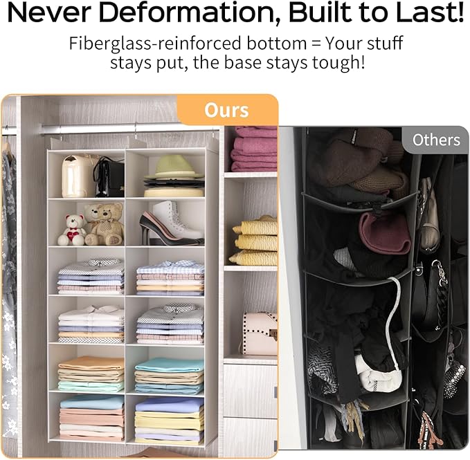 Space-Saving Hanging Closet Storage Organizer – Dual-Row Foldable Shelves