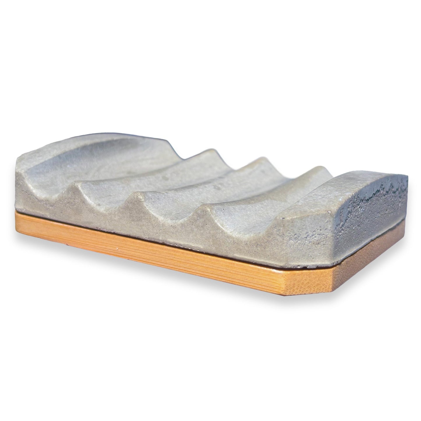 Concrete Soap Dish with Non-Slip Bamboo Base
