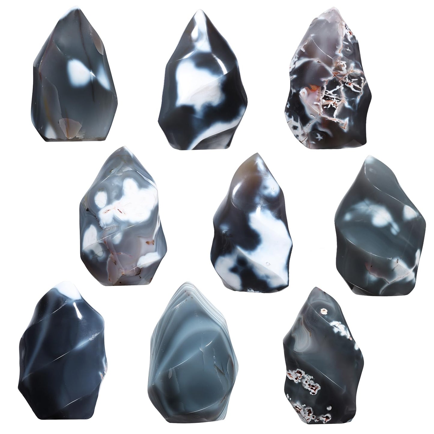 dssmboom Orca Agate Flame Shaped Stone Tower for Home Decor, Irregular Healing Crystal Specimen Mineral for Collection, Energy Balancing,601g-800g