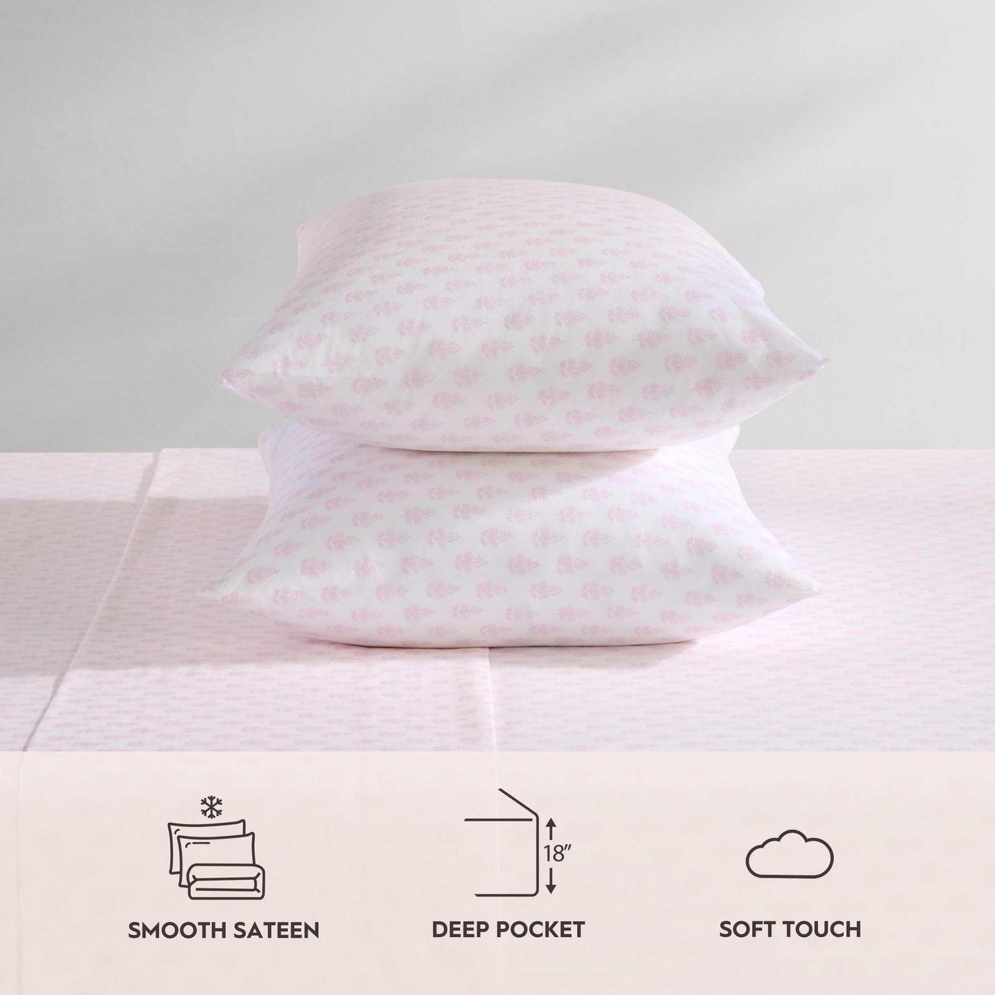 Laura Ashley - King Sheets, Lightweight & Breathable Cotton Percale Bedding Set with Matching Sham(s), Oeko-Tex Certified (Francesca Pink, King)