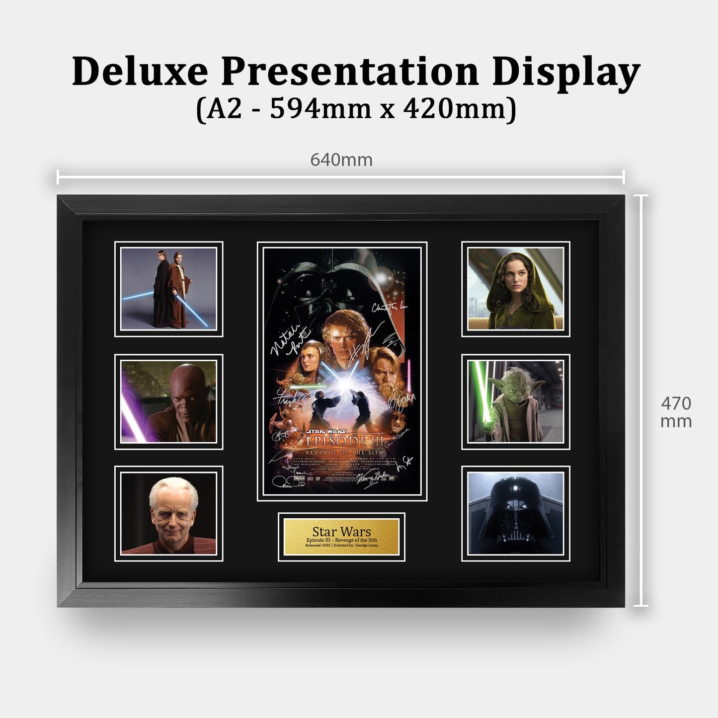 HWC Trading Star Wars Revenge of the Sith Gifts Printed Signed Autograph Picture for Movie Memorabilia Fans - A2 Framed