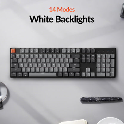 Keychron K10 Full Size 104 Keys Bluetooth Wireless Mechanical Gaming Keyboard for Mac Windows K Pro Brown Switch, Multitasking/White LED Backlight/USB C Wired Computer Keyboard