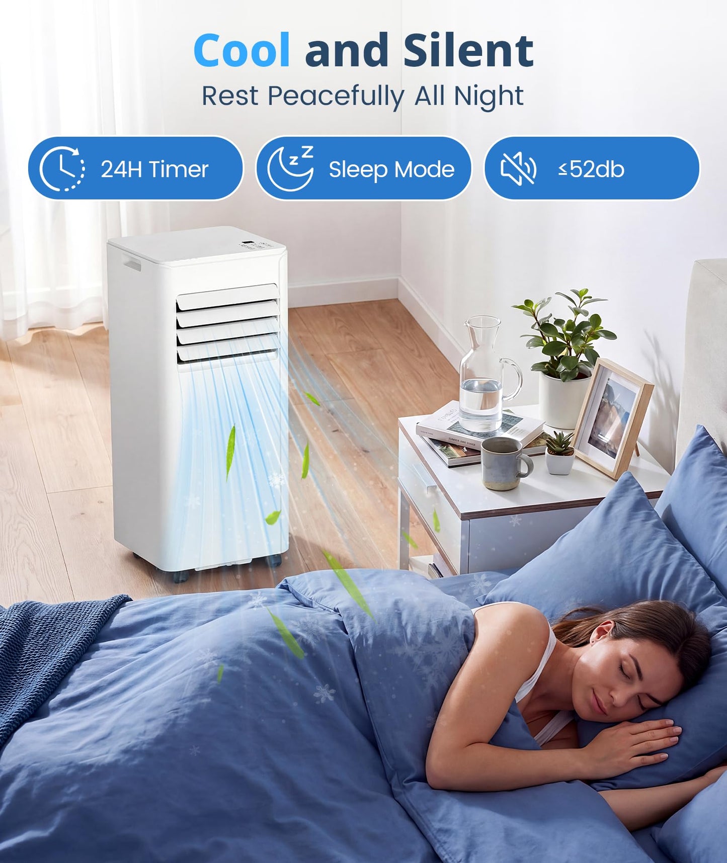 10,000 BTU Portable Air Conditioner, 4-in-1 AC Unit Cools 450 Sq.Ft, Quiet Air Conditioner with Dehumidifier & Fan, LED Display, Remote, 24H Timer, Window Kit for Bedroom Office Dorm
