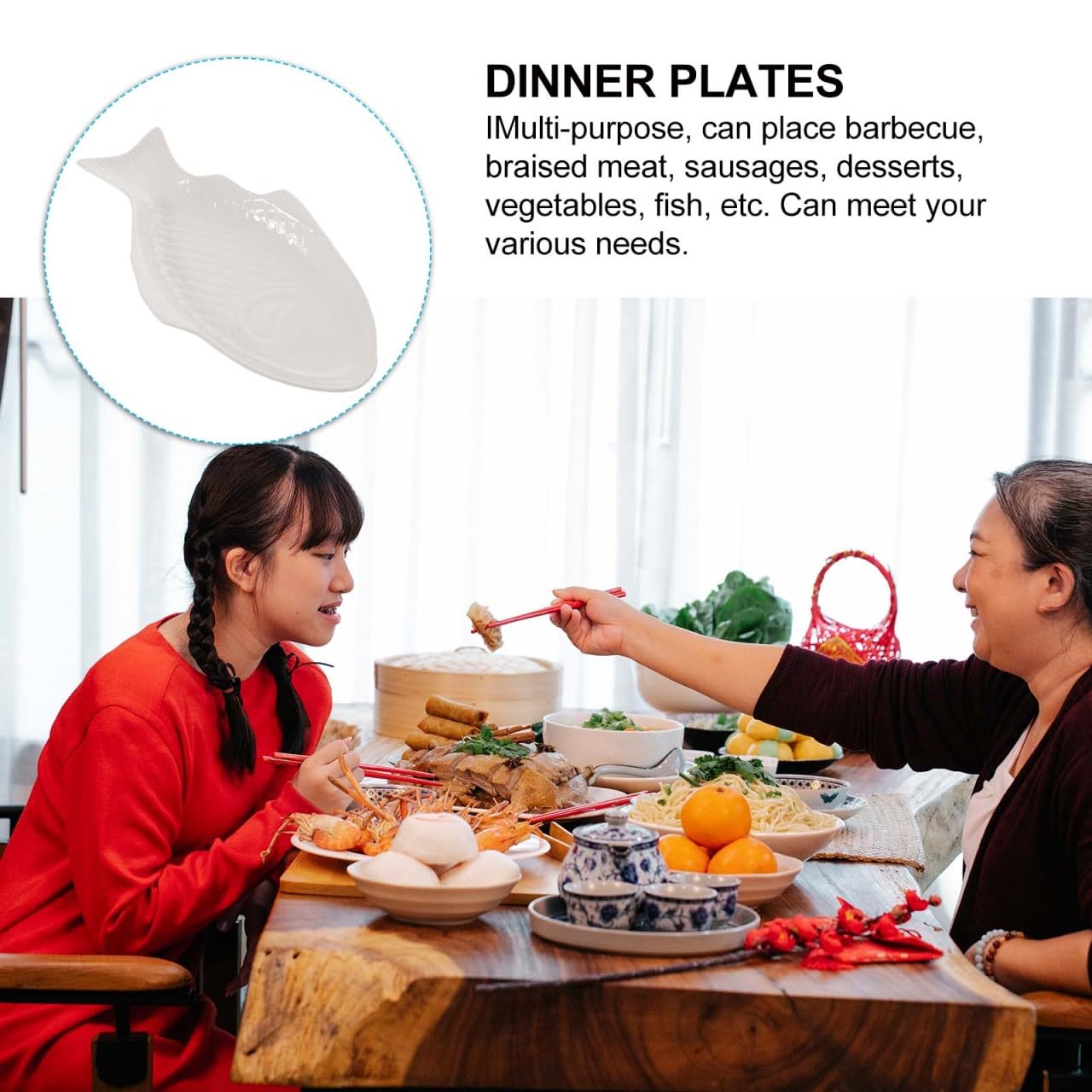 DOITOOL Creative Fish Plate Ceramic Serving Platter 11 Inch Fish Shaped Dish Snack Storage Tray for Home Dinner Party Restaurant