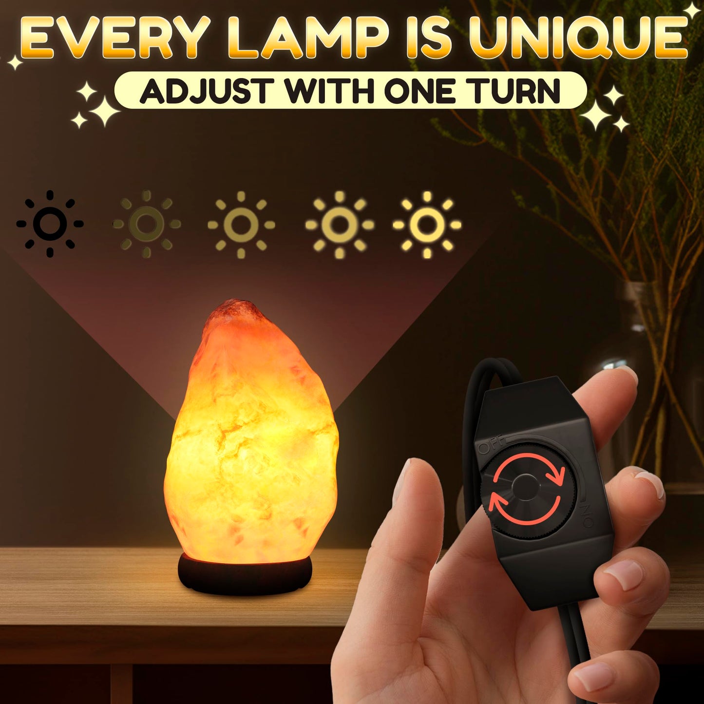 Himalayan Salt Rock Lamp with Dimmer – Hand-Carved Himalayan Salt Lamp Night Light 5.5–7" with Adjustable Warm Glow for Sleep & Relaxation