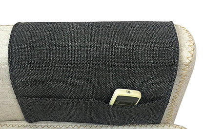 Anti-Slip Couch Sofa Armrest Organiser Chair Bedside Storage Pocket TV Remote Holder Bed Storage Pocket Bag for Cellphone Notepad Book Magazines Holder Pouch (#C1-Dark Grey (Dual Pockets on each end))