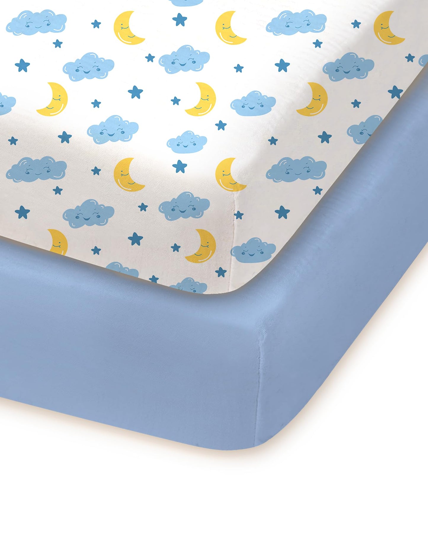 TotChill Pack and Play Sheets Fitted 2 Pack, 38x26 Graco Pack n Play Sheets for Playard & Travel Crib Mattress, Ultra Soft Jersey Knit, Breathable Stretchy Deep Pocket, Compatible with Mini Cribs
