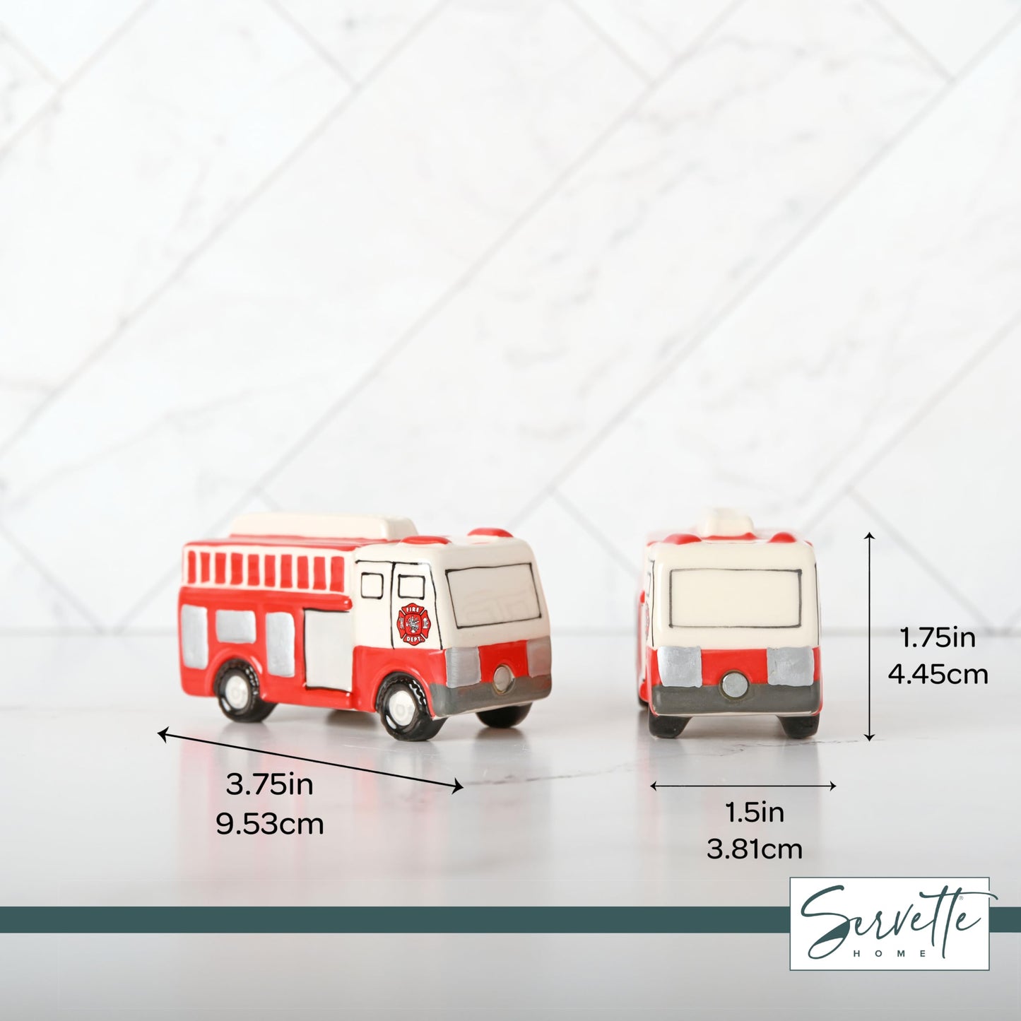 Novelty Ceramic Salt and Pepper Shaker - Firetruck