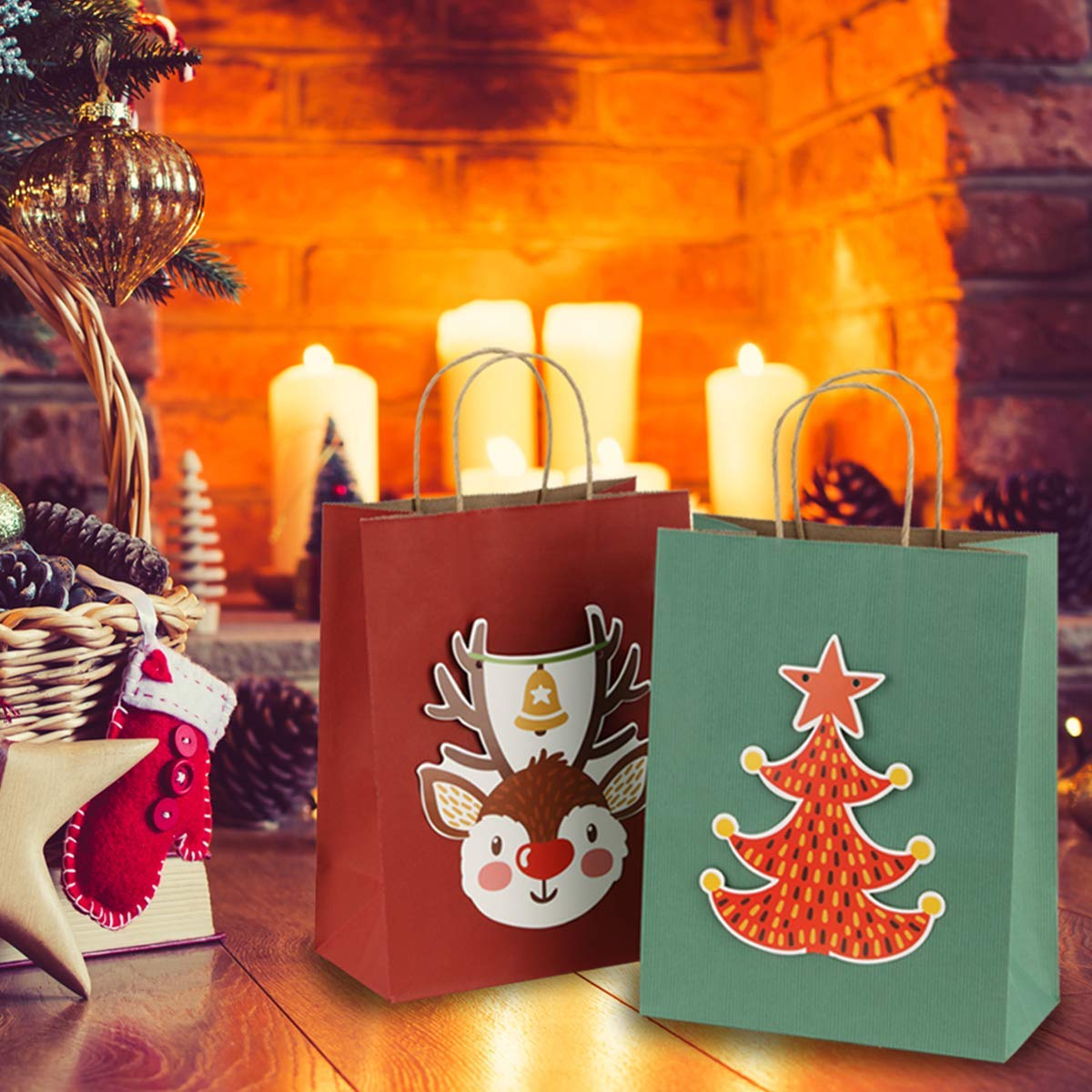 BagDream Small Gift Bags 25Pcs 5.25x3x8 Red Paper Bags with Handles, Kraft Paper Sacks for Small Gifts, Birthday, Wedding Party Favor, Christmas Valentine‘s Day