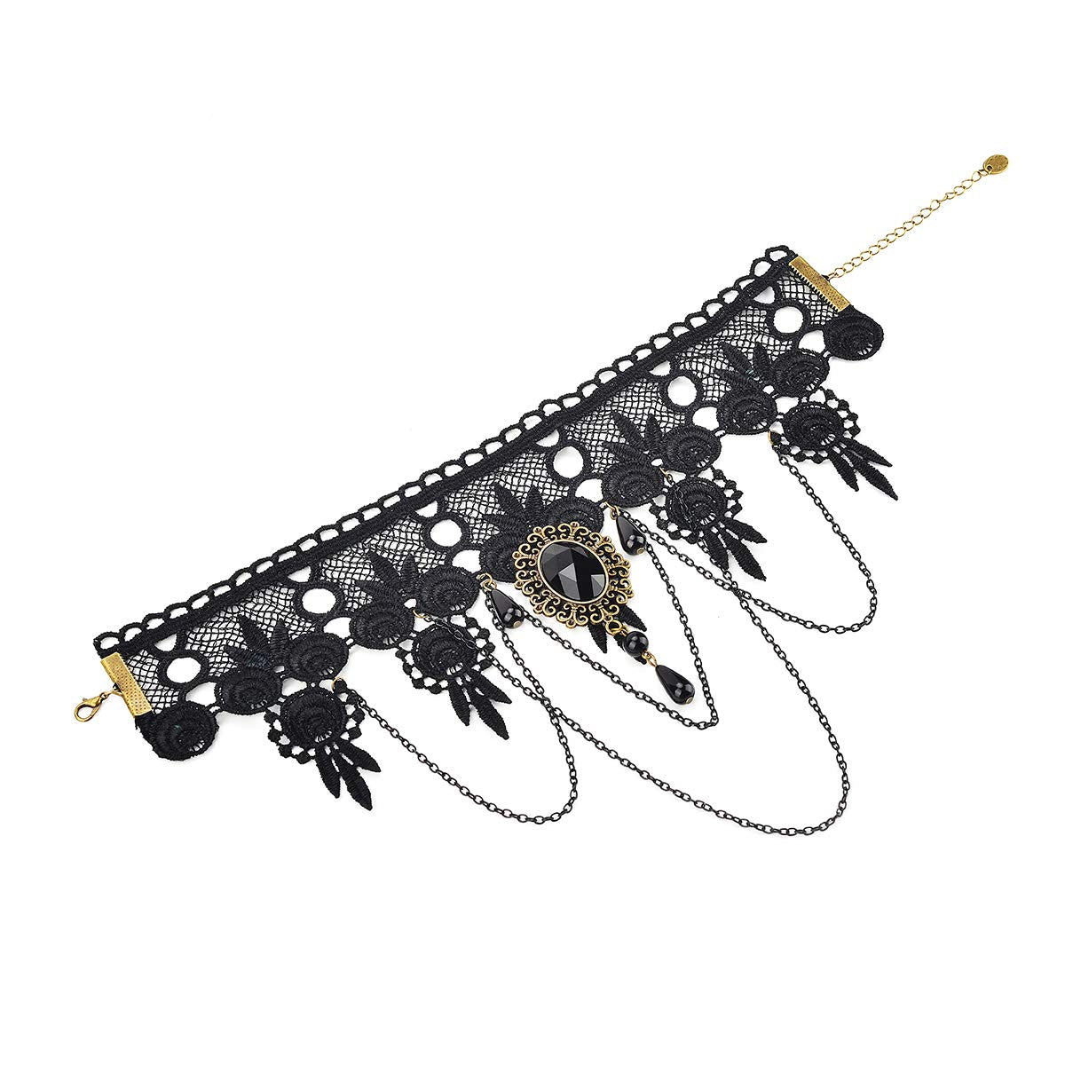 iWenSheng Halloween Costumes Jewelry for Women - Steampunk Black Lace Choker Necklace Gothic Jewelry Accessories, Vampire Choker Necklace Costume for Teen Girls