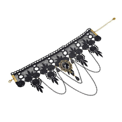 iWenSheng Halloween Costumes Jewelry for Women - Steampunk Black Lace Choker Necklace Gothic Jewelry Accessories, Vampire Choker Necklace Costume for Teen Girls