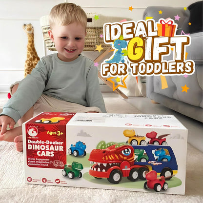 KmmiFF Monster Truck and Dinosaur Car Toys for Toddlers 2-5 Years Old - 5-Piece Pull Back Cars Set - Birthday Gifts for Boys and Girls
