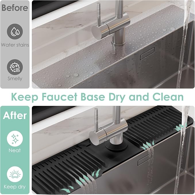 24 Inch Silicone Faucet Mat for Kitchen Sink Splash Guard