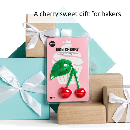 OTOTO Measuring Cups Set - Teaspoons for Dry & Liquid Ingredients, BPA-free & Dishwasher Safe, Funny Gifts, Baking Accessories, Unique Kitchen Gadgets (Mon Cherry)