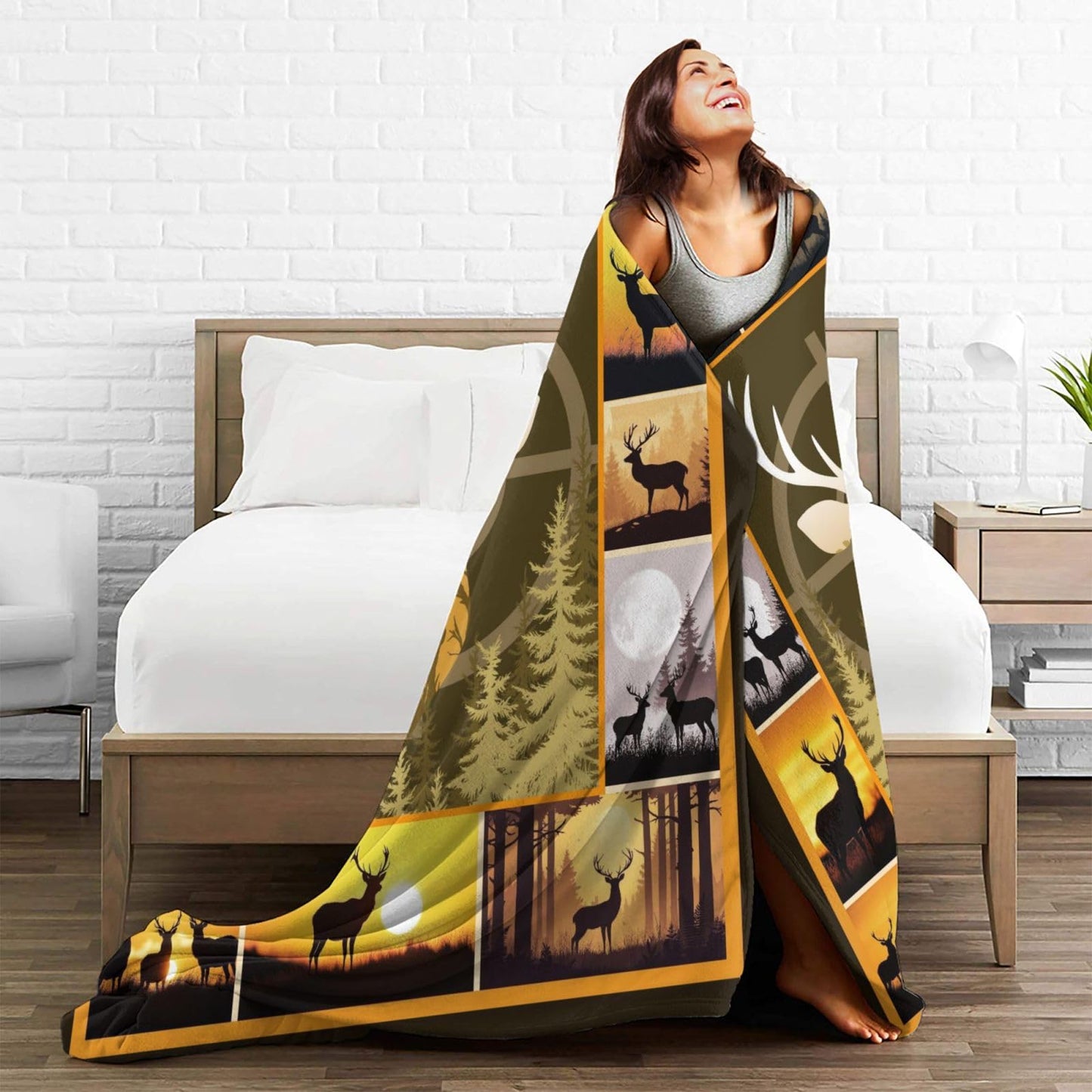 Lovira Hunting Throw Blanket Deer Buck Throw Blankets Hunter Gifts for Couch Sofa Bed Stuff Decor Fleece Plush Warm Flannel for Lover Men Women 40"x50"