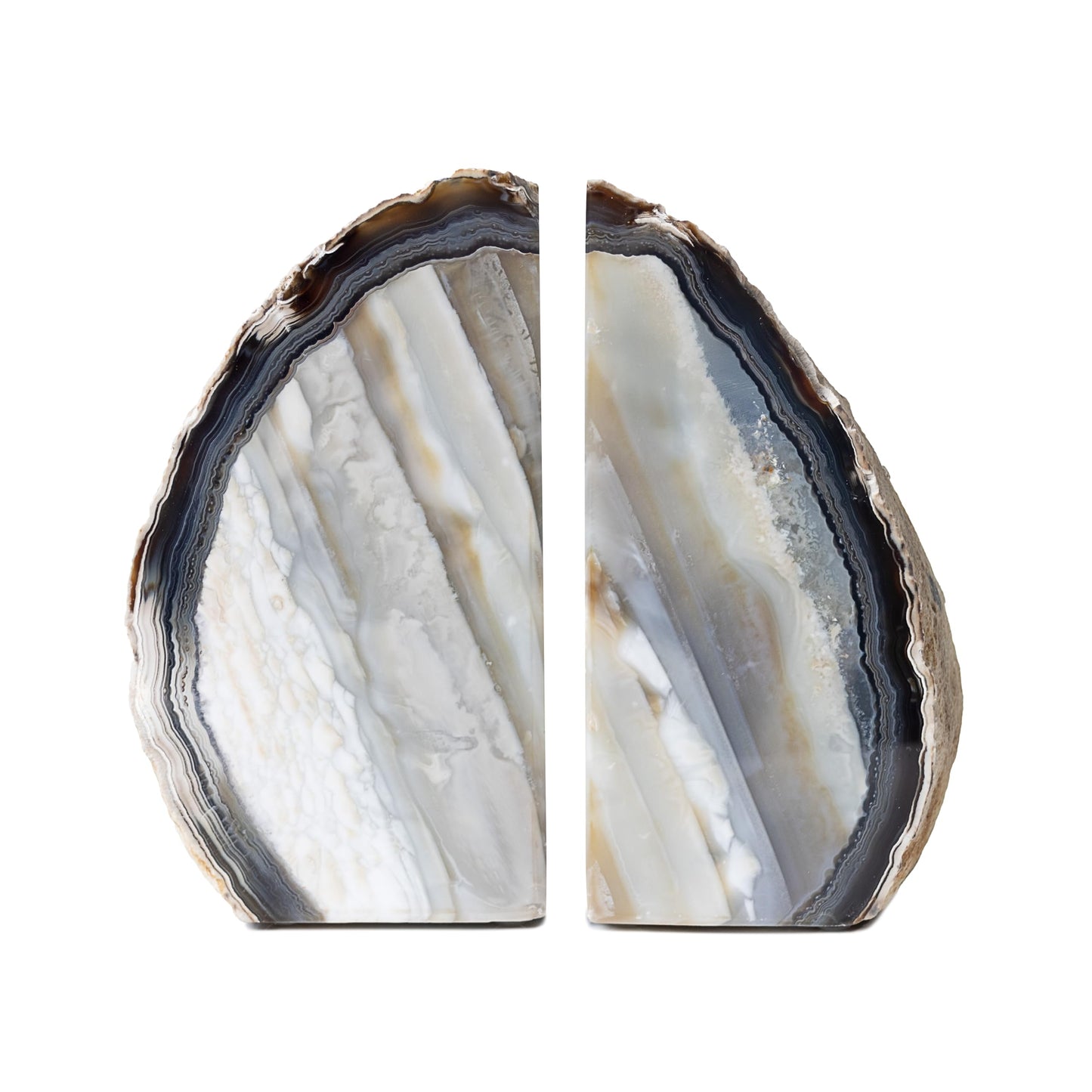 Nature's Decorations Natural Agate Bookends - A-Quality Medium Heavy Duty Geode, Earth Tone & Boho Decor, Unique Crystal Gift, 1 Pair (3-4 lbs)
