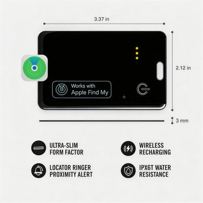 USBERG Wallet Tracker Card (2-Pack) - Ultra-Thin Bluetooth Locator Compatible with iOS Find My Network, Credit Card Size Finder for Wallets & Luggage