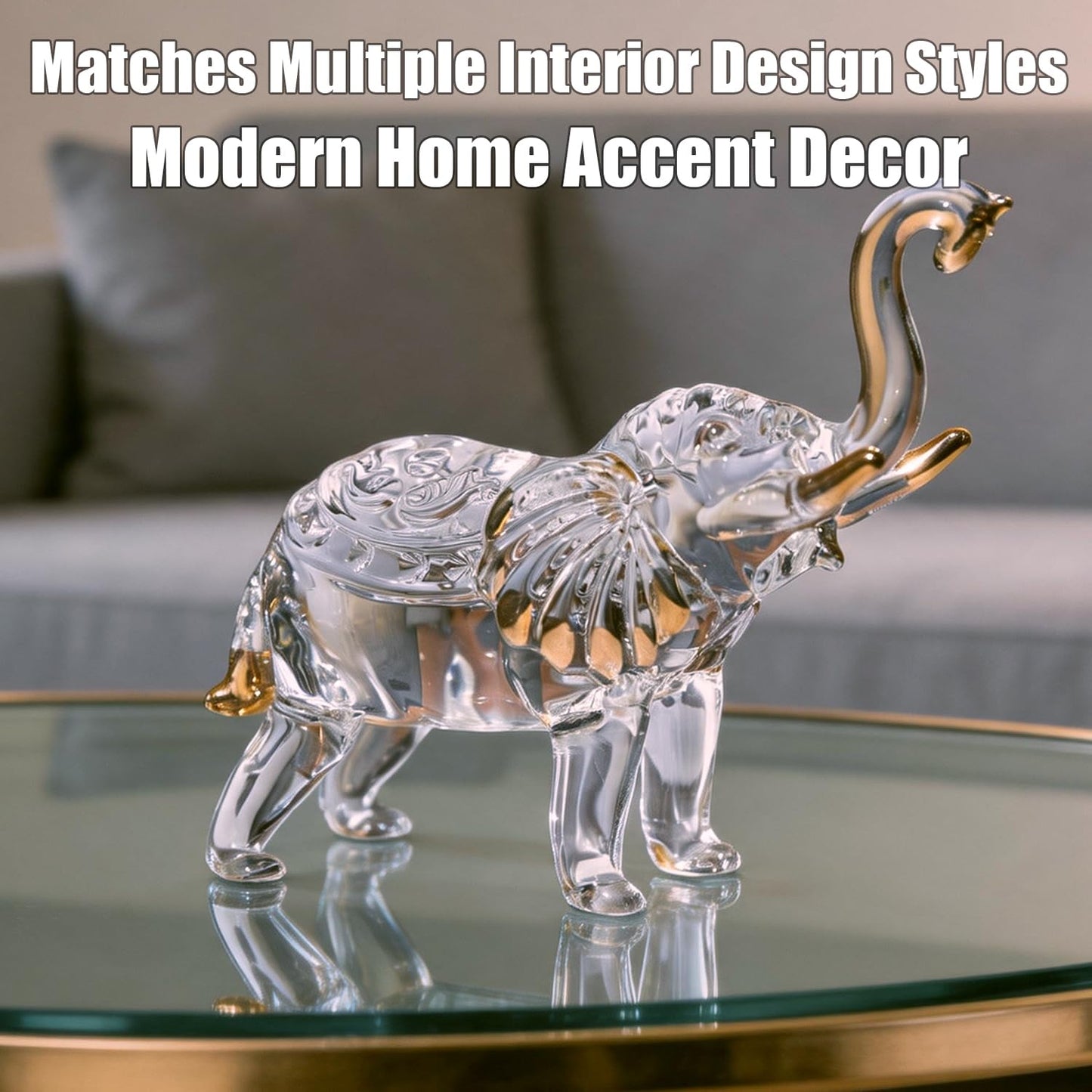 KWASVLYA Handmade Crystal Elephant Figurine – Good Luck Decorative Statue for Home & Office Decor, Elegant Gift for Housewarming, Business, Weddings & Collectors