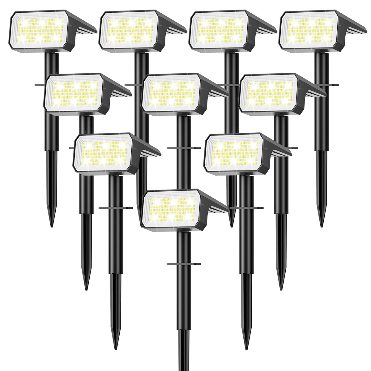 Flaow Solar Spot Lights Outdoor, [10 pack/118 LED] 4 Modes Auto On/Off Solar Landscape Spotlights, Ip67 Waterproof Solor Powered Pathway Lights for Outside Yard Garden Walkway Tree Patio (Cool White)
