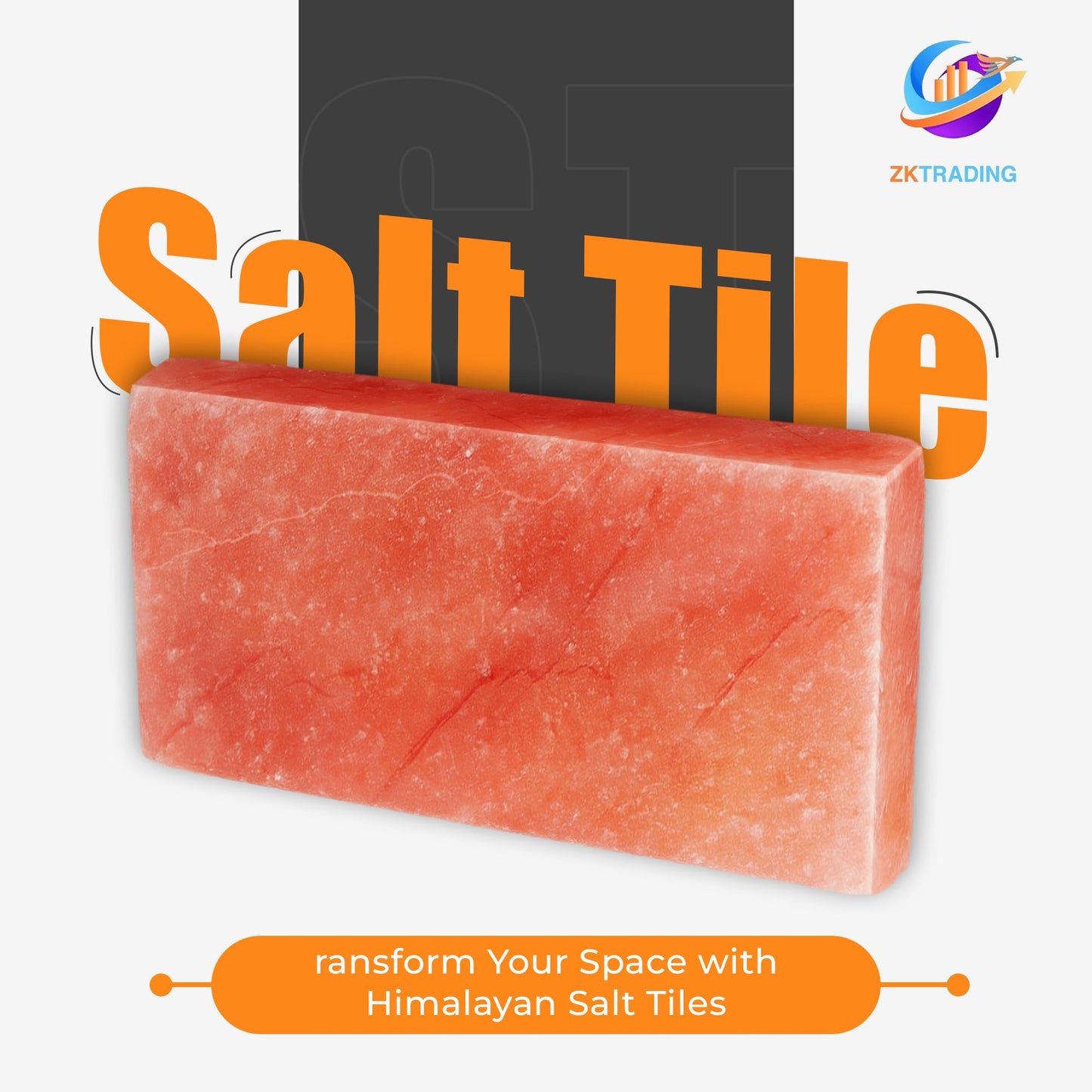 ZK Pack of 10 Himalayan Salt Tiles 8” x 4” x 1” for Sauna Backlit Salt Walls- Natural Pink Salt Bricks for Spa & Wellness Room Décor, DIY Salt Block Installation
