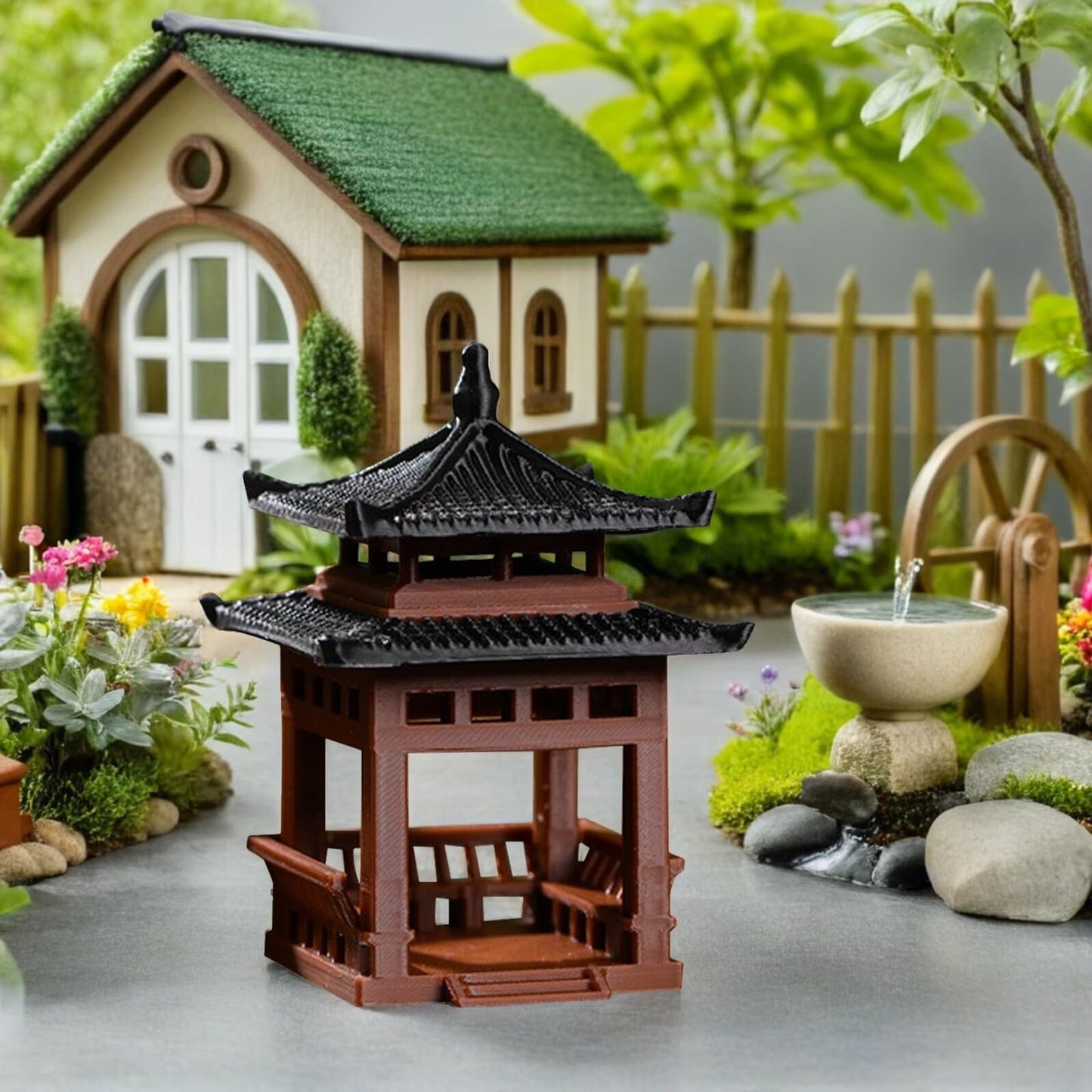 SUPVOX Miniature Pavilion Statue: 3.14" Tall Traditional Pagoda Decor for Bonsai, Succulent, and Desktop Zen Gardens - Tiny Micro-Landscape Ornament