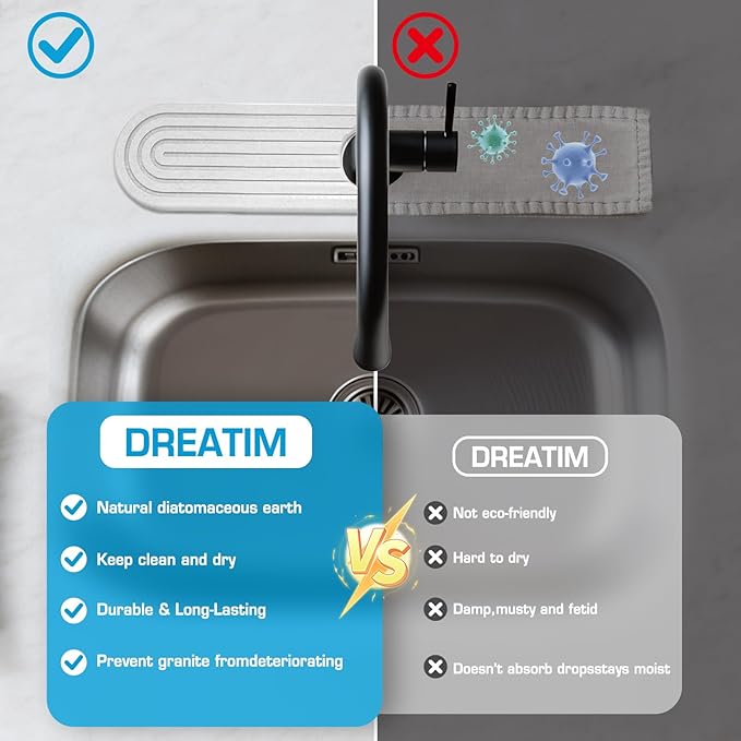 Diatomite Stone Faucet Mat For Kitchen Sink-Absorbent Fast Drying Stone Sink