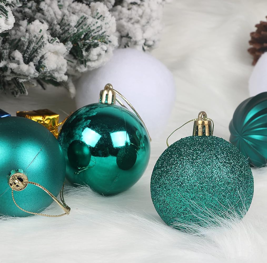 YYCRAFT 34ct Christmas Ball Ornaments 6CM for Xmas Tree Christmas Decorations Shatterproof Hooks Included (Teal, M)