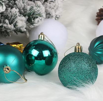 YYCRAFT 34ct Christmas Ball Ornaments 6CM for Xmas Tree Christmas Decorations Shatterproof Hooks Included (Teal, M)