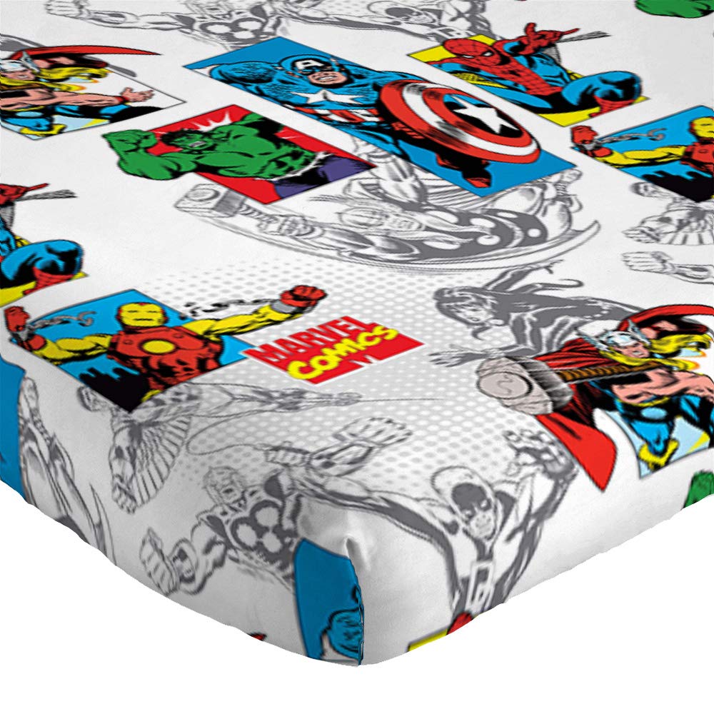 Jay Franco Kids Sheet Set with Fitted, Flat Sheets & Pillow Cover - Ultra-Soft Bedding with Pillowcase for Room Decor, White - Avengers, 3 Piece Twin