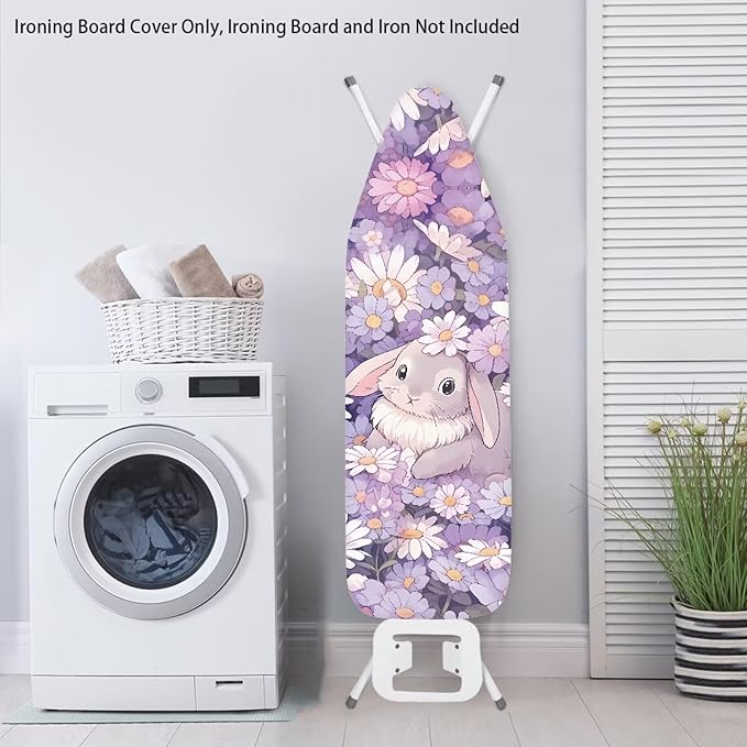 Daisy Bunny Iron Board Cover for Easter Standard Size Elastic Edge for Snug and