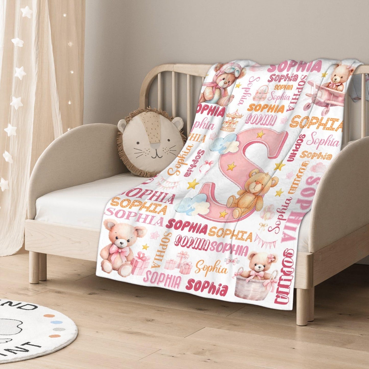 Personalized Bear Blanket Gifts for Bears Forest Animals Lovers - Soft Lightweight Flannel Throw 40"x30"