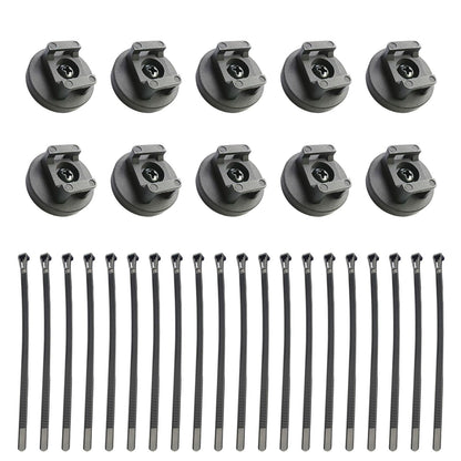 Magnetic Zip Tie Mounts, 10 Pack Heavy Duty Magnetic Cable Holder with 20 Reusable Zip Ties - 31mm Multipurpose Magnet Wire Management Bases for Cord Organizer (Black)