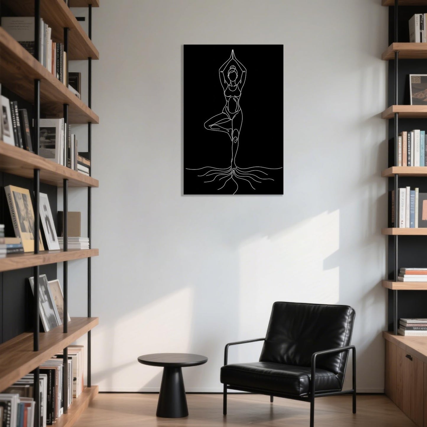 CCCHCY Minimalist Vrksasana Line Canvas Print - Black White Tree Pose Meditation Wall Art Decor - Abstract Zen Yoga Poster, Modern Spiritual Artwork for Studio, Bedroom, Bathroom 16" x 24"