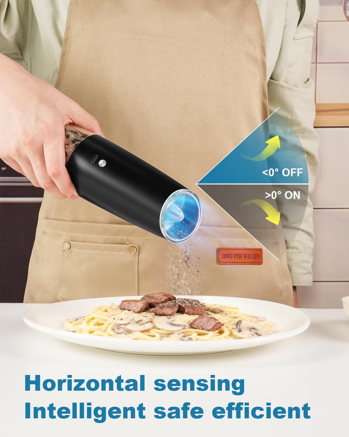 GVUHR Rechargeable Salt and Pepper Grinder Set，2 Intelligent Electric Grinders with Cleaning Brush，2 USB Charging Cables,Black Pepper and Salt Grinder Refillable